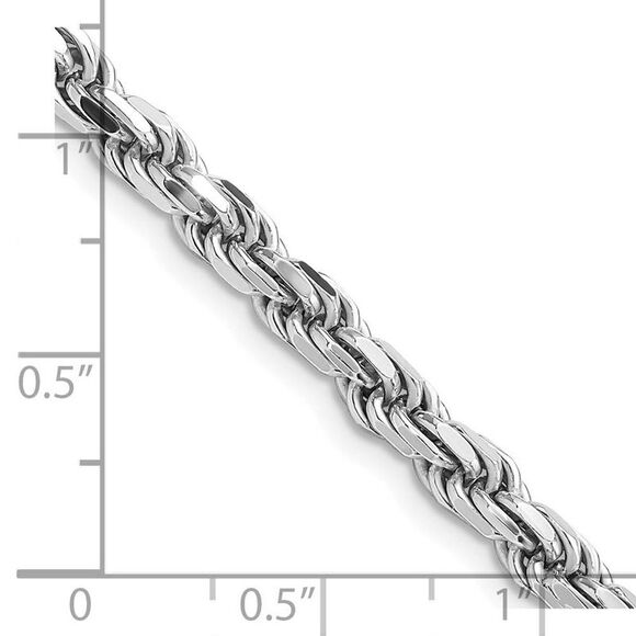 4.75mm Rhodium Plated Sterling Silver D/C Rope Chain Necklace, 18 Inch - Picture 3 of 6